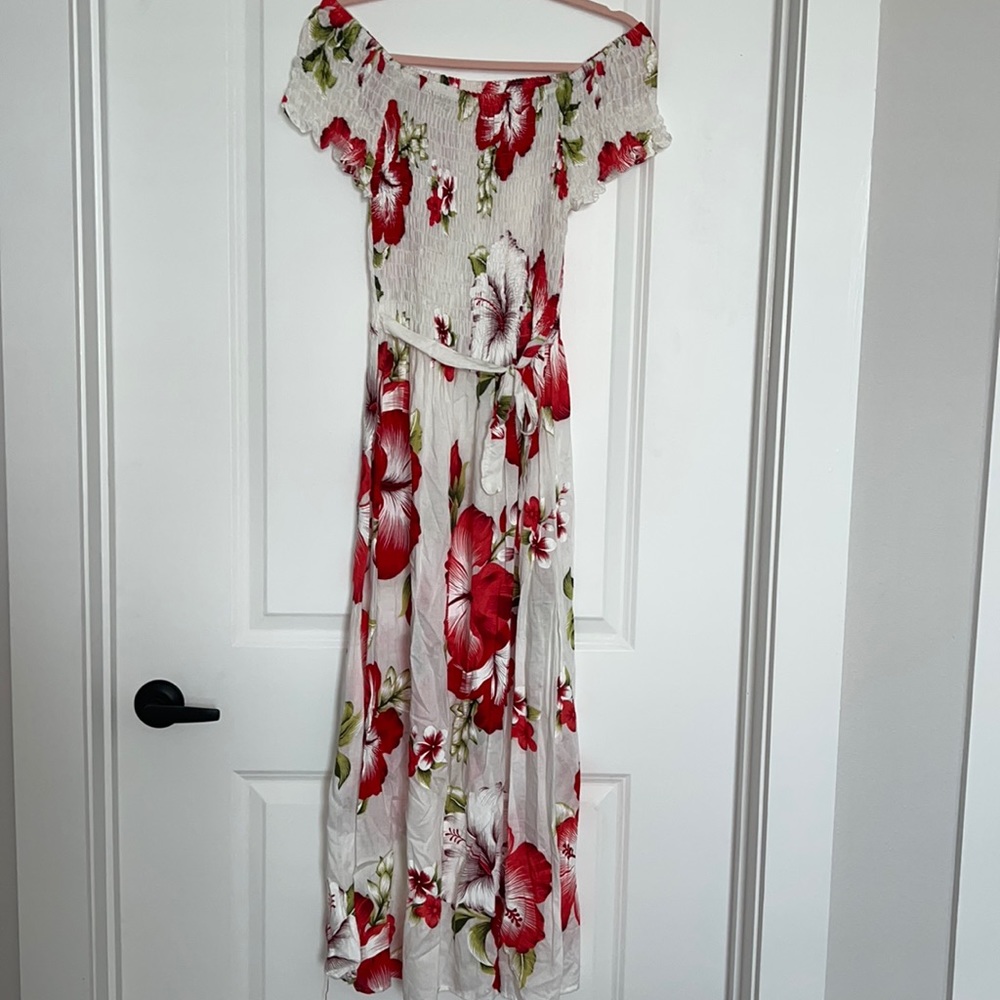 White and Red Flower Dress
